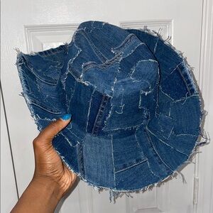 Denim patch cowboy hat